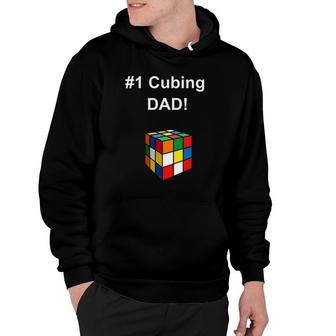 Mens 1 Cubing Dad Speed Cubing Puzzle Graphic Hoodie | Mazezy