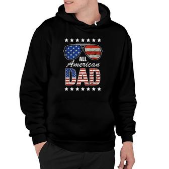 Mens All American Dad 4Th Of July Father's Day Rugged Grunge Style Hoodie