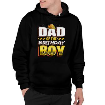 Mens Dad Of The Birthday Boy Construction Hat Birthday Party Hoodie | Mazezy