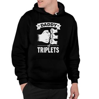 Mens Dad Of Triplets Gift Daddy Father Pregnancy Announcemet Hoodie | Mazezy