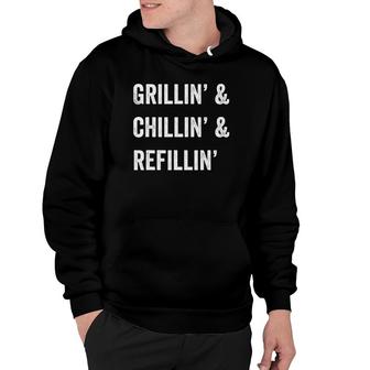 Mens Father's Day Dad's Cool Tee Grillin&Chillin&Refillin Hoodie | Mazezy