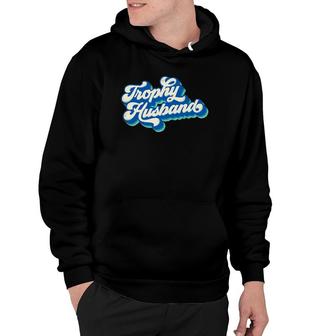 Mens Funny Trophy Husband Gift Father's Day Retro Blue Vintage Hoodie | Mazezy