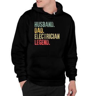 Mens Funny Vintage Husband Dad Electrician Legend Retro Hoodie | Mazezy