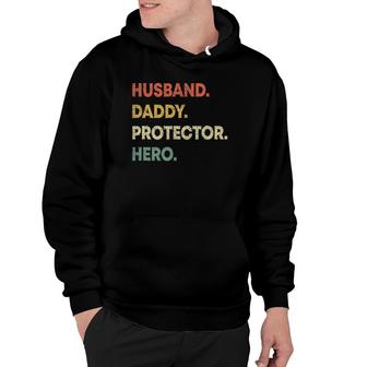 Mens Husband Daddy Protector Hero Dad Fathers Day Hoodie | Mazezy