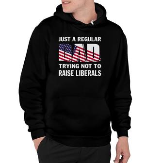 Mens Just A Regular Dad Trying Not To Raise Liberals Fathers Hoodie | Mazezy DE