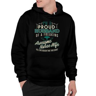 Mens Proud Husband Of A Freaking Awesome Nurse Hoodie | Mazezy