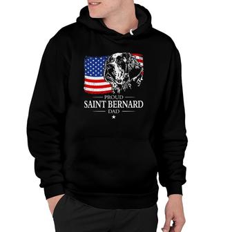 Mens Proud Saint Bernard Dad American Flag Patriotic Dog Gift Hoodie | Mazezy