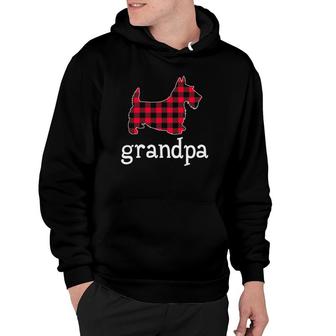 Mens Red Plaid Grandpa Scottie Christmas Matching Family Pajama Hoodie | Mazezy