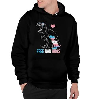 Mens Trans Free Dad Hugs Dinosaur Rex Daddy Transgender Pride Hoodie | Mazezy