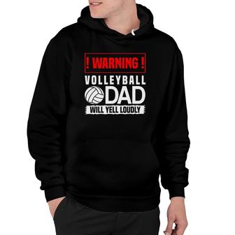 Mens Volleyball Graphic - Warning, Dad Will Yell Loudly Hoodie | Mazezy DE