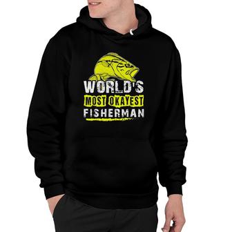 Mens World's Most Okayest Fisherman Best Cool Father Day Gift Tee Hoodie | Mazezy