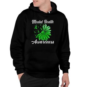 Mental Health Awareness Mental Hygiene Related Green Ribbon Hoodie | Mazezy