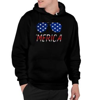 'Merica Sunglasses Funny 4Th July American Flag Outfit Hoodie | Mazezy