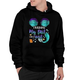 Mermaid Bride Matching Bachelorette Trading Tail Veil Hoodie | Mazezy