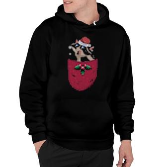 Merry Christmas Racoon Pocket Trash Panda Animal Raccoon Hoodie | Mazezy