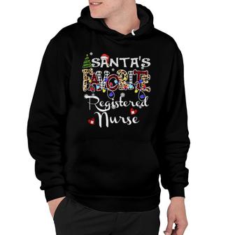 Merry Christmas Santa's Favorite Registered Nurse Hoodie | Mazezy