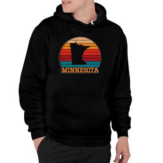 Minnesota Retro Vintage Sunset Us State Silhouette Hoodie | Mazezy