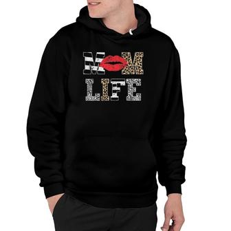Mom Life Vintage Leopard Pattern Red Lips Mother's Day Hoodie | Mazezy AU
