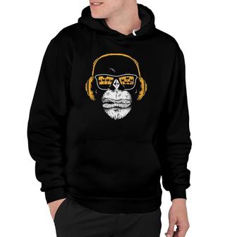 Monkey With Dj Headphones And Sunglasses Monkey Hoodie | Mazezy