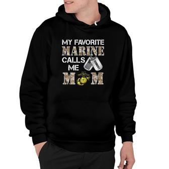My Favorite Marine Calls Me Mom Military Mother Dog Tag Hoodie | Mazezy