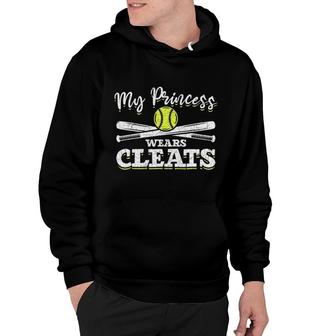 My Princess Wears Cleats Softball Bats Women Girls Softball Hoodie | Mazezy
