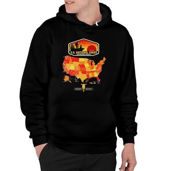 National Parks Map - Retro Us American Hiking Camping Hoodie