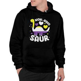 Non-Bino Saur Funny Non Binary Dinosaur Genderqueer Flag Hoodie | Mazezy