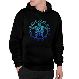 Ocean Blue Tribal Hawaiian Sea Turtle Hoodie | Mazezy