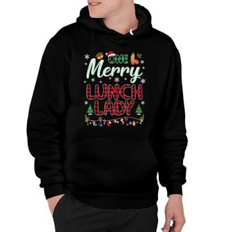 One Merry Lunch Lady Greeen Red Plaid Christmas Teacher Hoodie | Mazezy