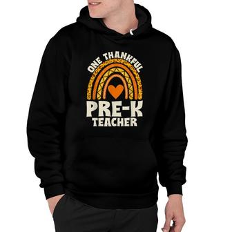 One Thankful Prek Teacher Leopard Rainbow Thanksgiving Hoodie | Mazezy