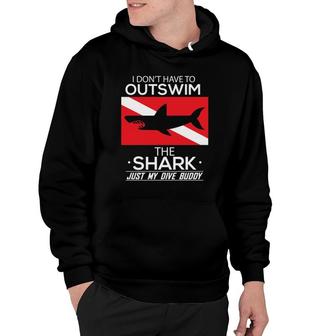 Out Swim My Dive Buddy Funny Shark Scuba Diving Diver Hoodie | Mazezy