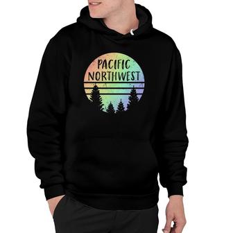 Pacific Northwest Weathered Rainbow Hiking Camping Outdoors Hoodie | Mazezy