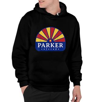 Parker Colorado Rocky Mountains Co Sunburst Flag Hoodie | Mazezy