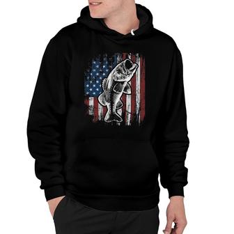 Patriotic American Flag Bass Fishing Father's Day Gift Men Hoodie | Mazezy