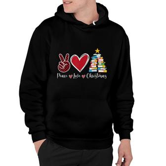 Peace Love Christmas Christmas Tree Book Tree Hoodie | Mazezy