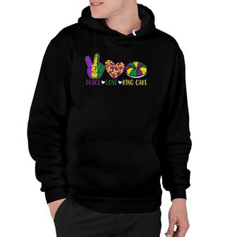 Peace Love King Cake Funny Mardi Gras Festival Party Hoodie | Mazezy
