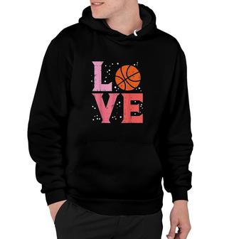 Pink Love Basketball Cute Sports Lover Men Women Kids Girls Hoodie - Seseable