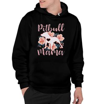 Pitbull Mama Floral Flowers Cute Pit Bull Pretty Mom Gift Hoodie | Mazezy