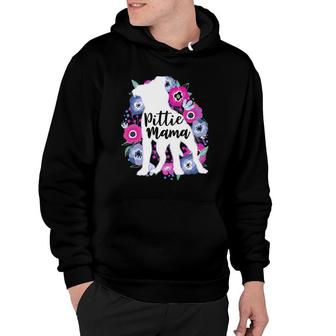 Pittie Mama Floral Flowers Pitbull Lover Cute Pit Bull Mom Hoodie | Mazezy