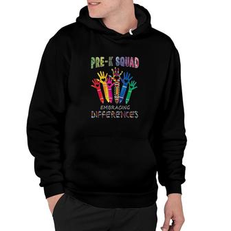 Prek Squad Embracing Differences Autism Hand Teacher Gift Hoodie - Thegiftio UK