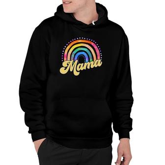 Pretty Retro Style Mama Hippie Rainbow Mom Mama Hoodie | Mazezy