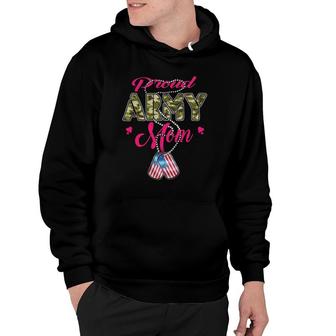 Proud Army Mom Us Flag Camo Dog Tags Military Mother Hoodie | Mazezy