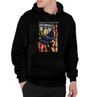 Proud Forklift Operator American Flag Love Forklift Operator Hoodie | Mazezy