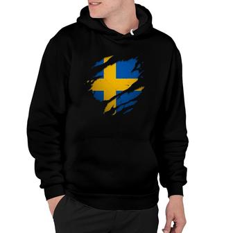 Proud Swedish S Sverige Torn Ripped Sweden Flag Hoodie | Mazezy