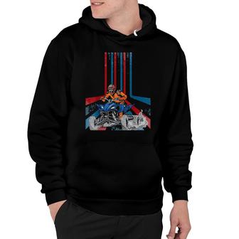 Quad Bike Rider With Retro Vintage Usa Flag Colors Hoodie | Mazezy