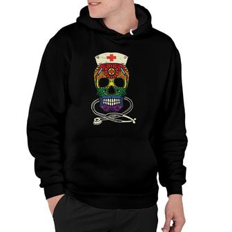 Rainbow Nurse Sugar Skull Mexican Gay Pride Flag Lgbt Hoodie | Mazezy