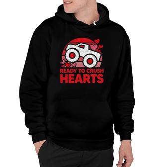 Ready To Crush Hearts Monster Truck Toddler Boys Valentines Hoodie | Mazezy