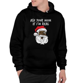 Real Santa Ask Your Mom If I'm Real Black Winking Santa Hoodie | Mazezy