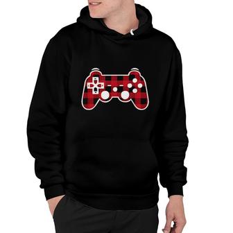 Red Chequered Gaming Controller  Hoodie