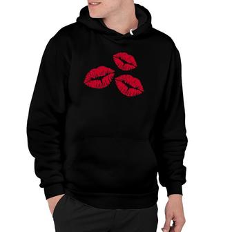 Red Kisses Lips Lipstick Gift Hoodie | Mazezy